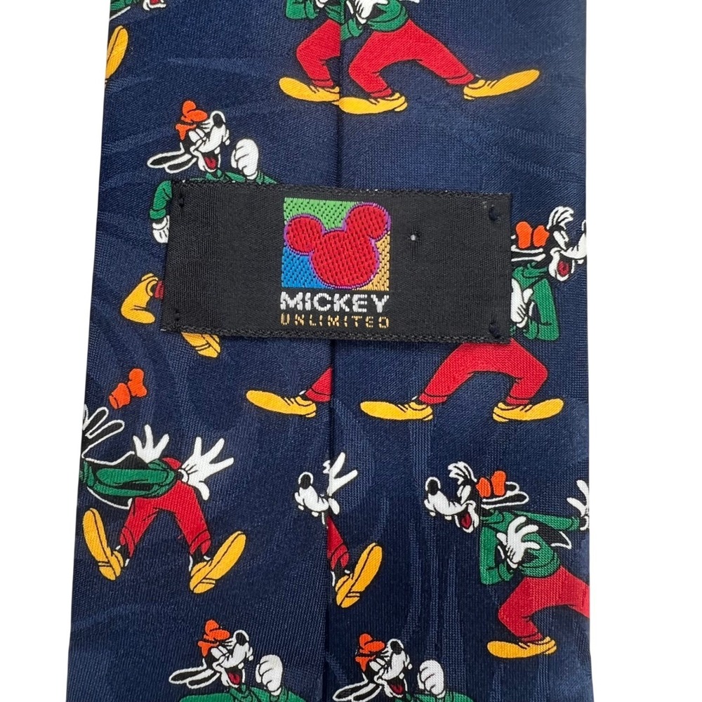 Mickey Unlimited Goofy Necktie Mens Navy Blue Vintage Disney Character Print 90s
